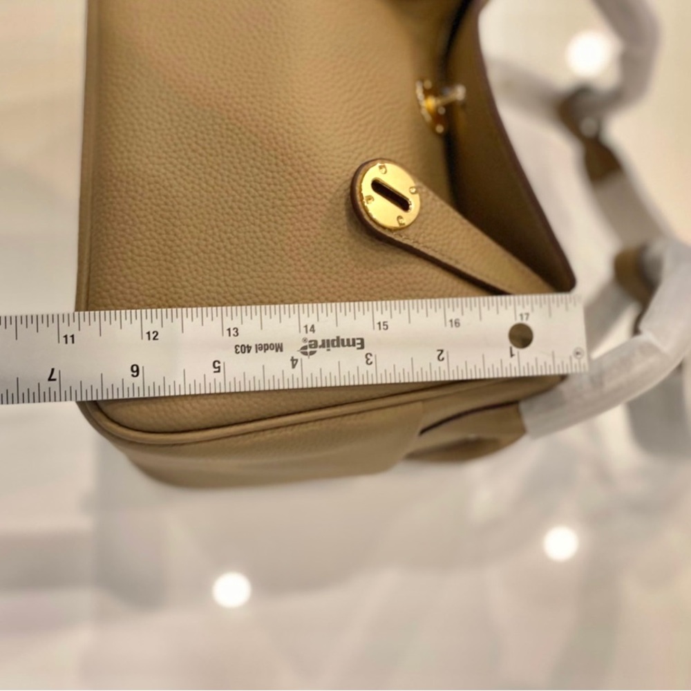 Taupe brown Togo leather Lindy Shoulder Crossbodu Duble Zop Bag - Picture 12 of 12